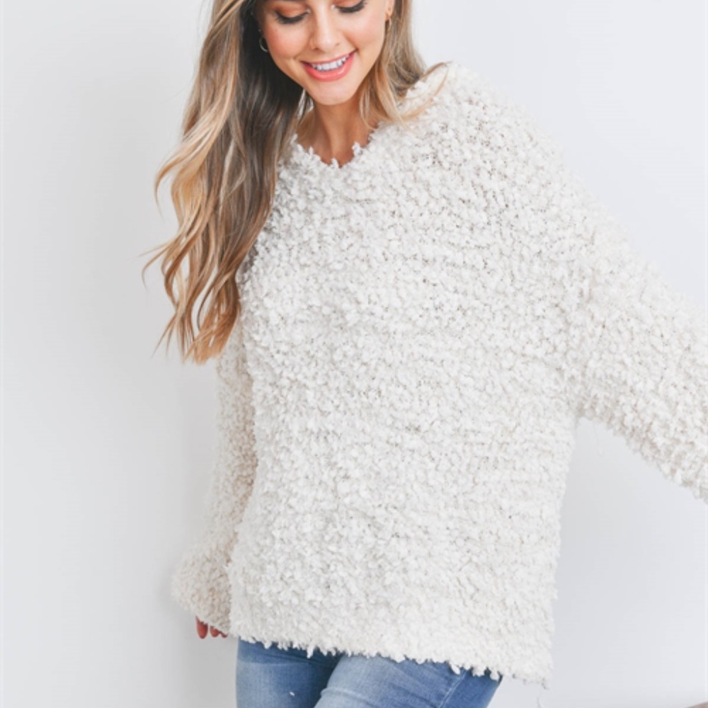 Ivory Hooded Fuzzy Sweater - Picture 5 of 10
